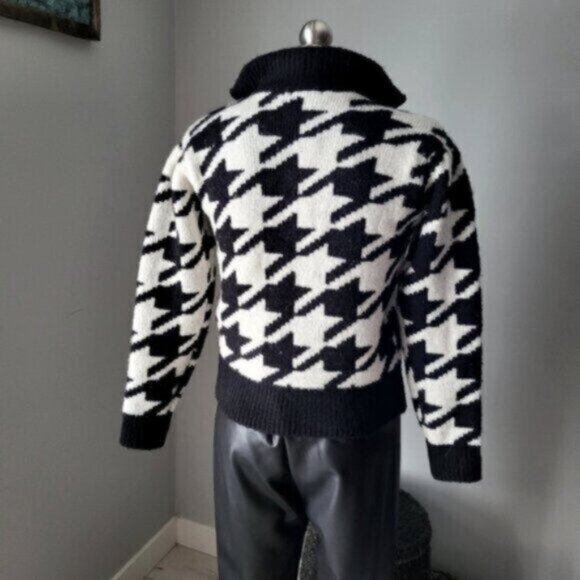 DEX Houndstooth Cropped Mock Neck Sweater Womens Sz Small - Picture 7 of 13